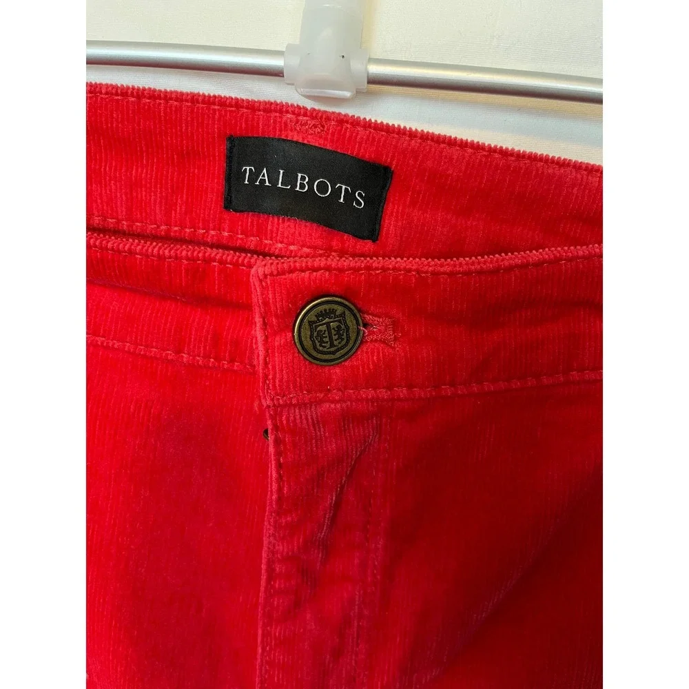 Talbots NWT Red‎ Corduroy Jeggings 14 High Waist Pop of Red Preppy Officecore